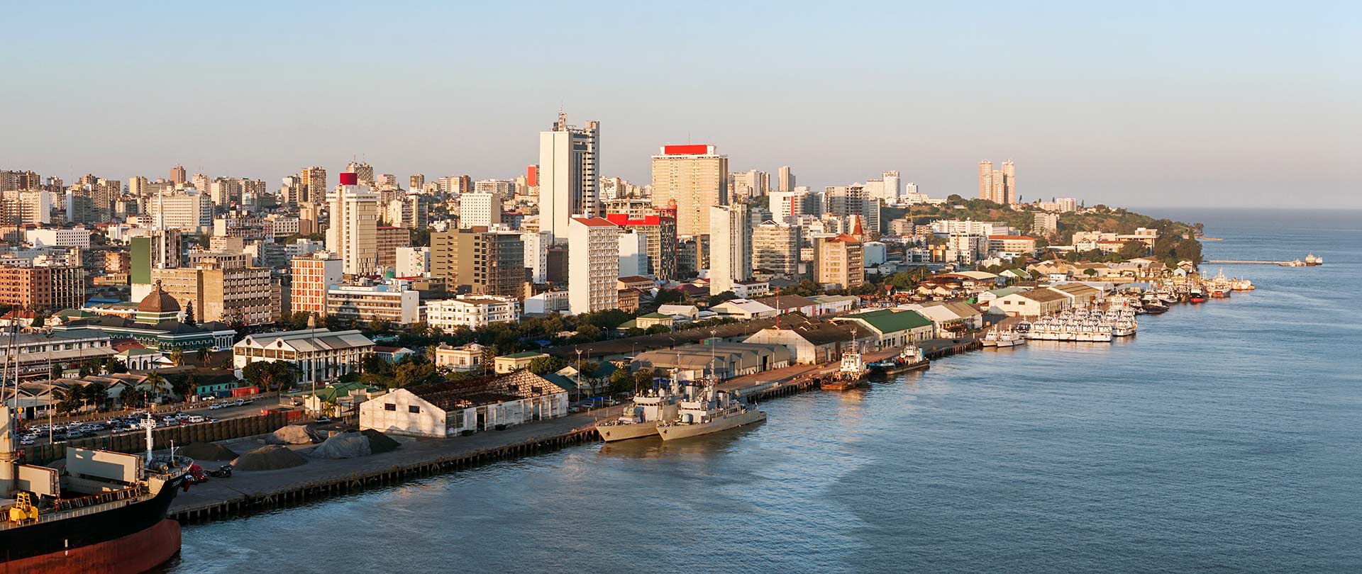 A cityscape view of maputo from the harbor